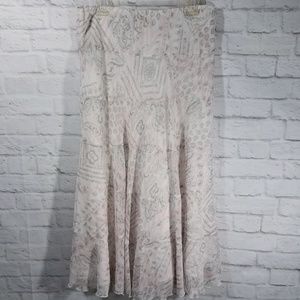 Ruby Rd Maxi Skirt Pink White Gray